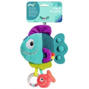 Ravensburger 4876 Play+ Pop-it Piranha (Bleu), Doudou avec de Nombreux Effets de Jeu, Jouet pour bébé à partir de 0 Mois, 2004876