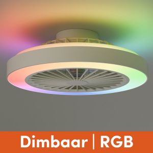 Image de Nolt Ventilateur de plafond avec éclairage - Ventilateur de plafond - Plafonnier - LED RGBW - Tuya Wifi Smart - Télécommande - ⌀ 50cm - Blanc