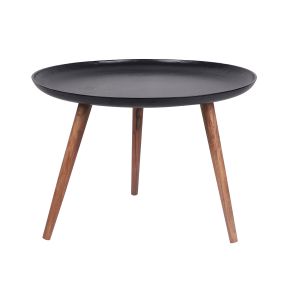 Image de Miliboo Table basse en aluminium noir et manguier D75 cm LUMI