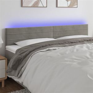 VidaXL Tête de Lit à LED Meuble de Chambre à Coucher Accessoire de Lit Double Tête de Cadre de Lit Intérieur Gris Clair 160x5x78/88 cm Velours