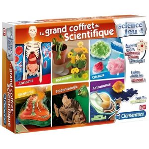 Clementoni Jouets Grand Coffret du Scientifique : Anatomie, botanique, Cristaux, geologie, paleontologie, Astronomie - Experiences Sciences - des 8 Ans