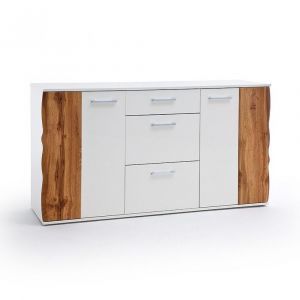Inside75 Commode GRANTA bois 2 portes 3 tiroirs centrale finition laqué blanc brillant