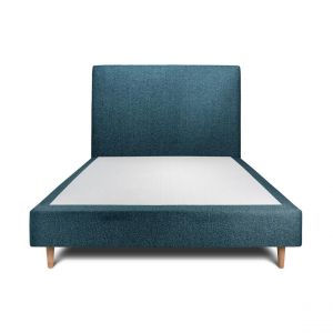 Lit avec tête de lit tapissier bouclette et double sommier tapissier terracotta - Hauteur totale : 35cm