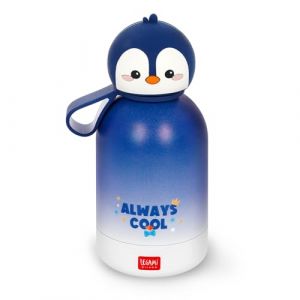 Legami Bouteille d'eau pour enfants Hot&Cold BFF, Penguin, double couche en acier inoxydable 18/8 avec fermeture hermétique, garde le chaud pendant 12 h et le froid pendant 24 h, capacité 310 ml