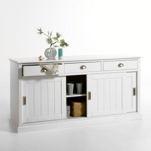 Image de Buffet 3 portes, 3 tiroirs pin m if, Inqaluit Blanc Taille Taille Unique