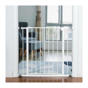 Image de COSTWAY Barrière de Sécurité pour Bébés ou Animaux en Métal sans Perçage à Pression avec Porte Rotative à 180° 76 x 77CM Blanc