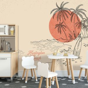 Hexoa Hxadeco - Papier peint enfant surf beach - Multicolore