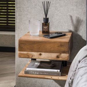 M&S Chevet suspendu 1 tiroir 35x35x27 cm en acacia naturel