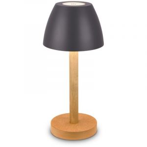 BRILONER - Lampe de table sans fil LED IP44 avec touch, &agrave; intensit&eacute; variable, batterie rempla&ccedil;able, de chevet sans fil, lampe de salon &agrave; poser, chevet, 13,5x30 cm, anthracite bois