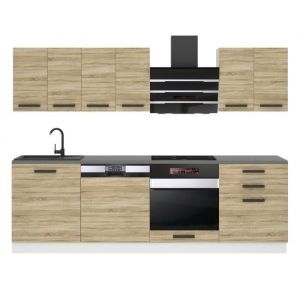 Belini Cuisine Equipee Complete Susan Muebles de Cuisine Complets - 240 cm. Cuisine Complete avec Plan de Travail, chêne Sonoma