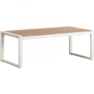 Table basse de jardin rectangulaire en aluminium et bois d'acacia (110x55 cm) Lipov SKLUM Blanc