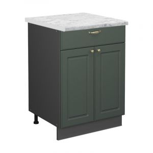 Meuble cuisine Fame-Line, Vert Or Campagne, 60 cm avec tiroir, pt Marbre Vicco