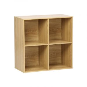 Sweeek - Etagère, bibliothèque, module de rangement décor bois chêne 4 compartiments l 70 x p 35 x h 70cm - Kompo