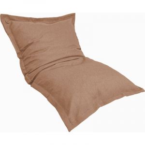 Pouf intérieur XL Housse effet lin terracotta 150x100cm
