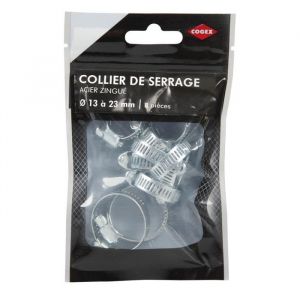 Cogex Collier de serrage acier zingue - ø 13 a 23 mm - 8 pcs
