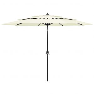 VidaXL Parasol à 3 niveaux avec mât en aluminium Sable 3 m