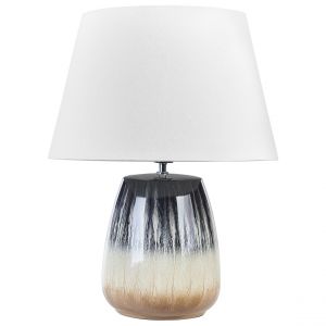 Beliani Lampe &agrave; poser en c&eacute;ramique gris et beige CIDRA