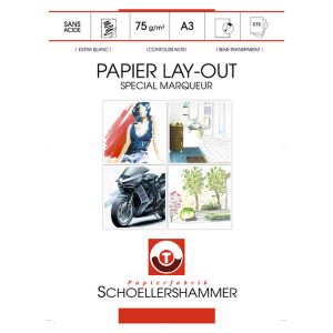 Image de Bloc papier spécial marqueur "Manga art paper" - A3 - Schoellershammer Blanc