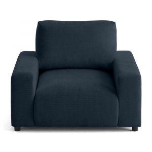 Pivoine - fauteuil en velours texturé - Bleu