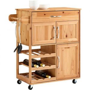 Image de Sobuy Chariot de cuisine &agrave; un tiroir Naturel 75x38x86cm Vintage FKW45-N