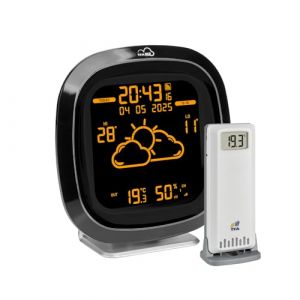 TFA Dostmann Station Meteo sans Fils .me ID-04, 35.8102, Pr&eacute;visions M&eacute;t&eacute;o Pros Par Wetter.com 4 Jours, incl. Capteur Ext&eacute;rieur, Couleurs D'affichage Vari&eacute;es, Portail en Ligne, Alerte, Noir