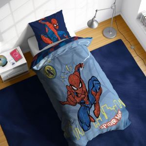 Marvel Spiderman Pouvoir de Héros 100% Coton Parure de Lit Simple - Inclus Taie dOreiller 50 x 70 cm