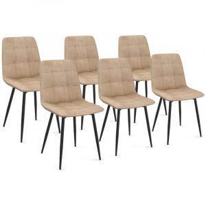 Idmarket Lot de 6 chaises MILA en velours taupe pour salle à manger