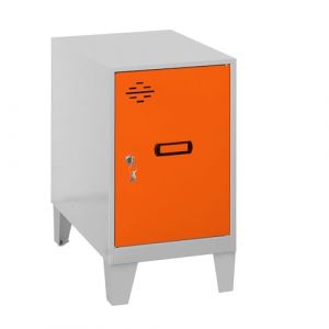 Simon Rack Casier Vestiaire Metallique Petit, 575x300x500 mm, Armoire Metallique Petit, Comprend la Cl&eacute;, Gris/Orange - Simonlocker