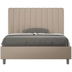 Lit capitonn&eacute; design italien 120x190 cm simili cuir caf&eacute; au lait Nighty Sans sommier et sans coffre