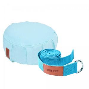 Image de Gorilla Sports Ensemble de Yoga BLEU CLAIR/CYAN : coussin et sangle assortis