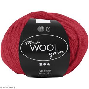 Creotime Pelote de laine XL Maxi Wool Yarn - Rouge - 100 g