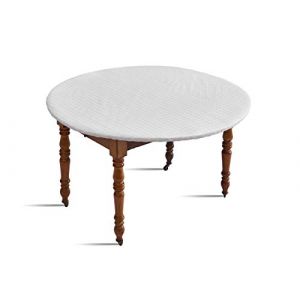 Prot&egrave;ge-table Ronde &eacute;lastiqu&eacute; sous-nappe en molleton imperm&eacute;able antitache antid&eacute;rapant antichocs &Oslash;110-120 cm