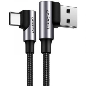 UGreen C&acirc;ble USB C - 20856 - Charge rapide 3A - Connecteur coud&eacute; 90&deg; - 480 Mbps