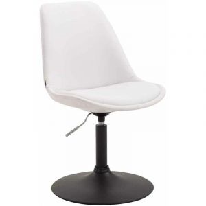 CLP Chaise de salle à manger Maverick similicuir blanc Métal noir mat