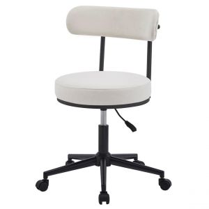 Chaise de bureau en tissu beige avec base en metal