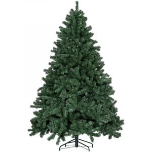 Homcom Sapin de Noël artificiel H.210 cm 1674 branches épines grand réalisme métal PVC PE vert