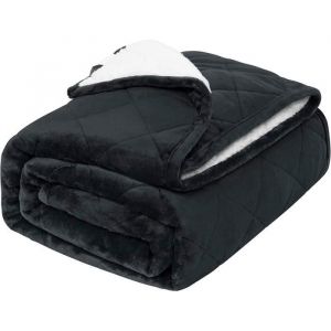 WOLTU Couverture Lestée, Couverture Pondérée 7kg, Couverture Thérapeutique Contre Stress, Insomnie, Anxiété, Couverture Double Face en Flanelle et en Polaire Sherpa, 135x200 cm Anthracite