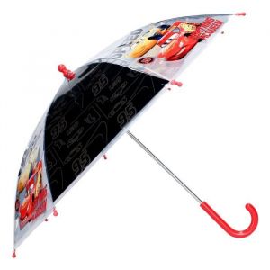 Vadobag Bâton Parapluie | Disney Cars | noir & transparent | Parapluie Enfant