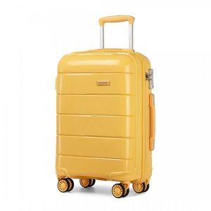 Valise Moyenne 65x46x27cm Valise de Voyage Rigide en Polypropyl&egrave;ne Ultra L&eacute;ger Valises 4 roulettes avec Serrure TSA, 66L, Jaune