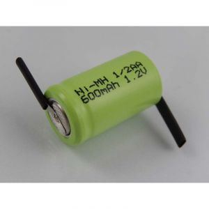 Vhbw 1/2AA ni-mh Batterie 600mAh (1.2V) picots à souder en forme de z pour modéle réduit, lampes solaires, téléphone, etc
