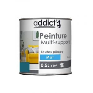 Addict Peinture acrylique multi supports, Bleu pétrole mat, 0,5 litre.