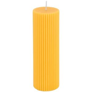 Ruedelafete Grande Bougie Pilier Cannelée 5x15cm, Jaune Moutarde