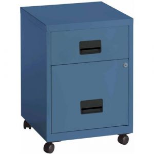 Pierre henry Caisson de rangement en acier 2 tiroirs bleu