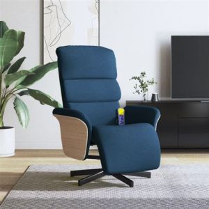 vidaXL Fauteuil de massage, relaxation avec repose-pieds tissu bleu