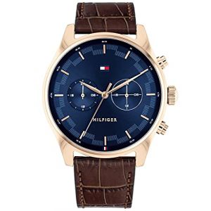 Tommy Hilfiger Montre Hommes - Quartz - Multi-Cadrans - Bracelet Cuir Marron - 1710423