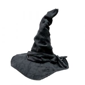CHAPEAU SORCIÈRE NOIR ADULTE BLANC