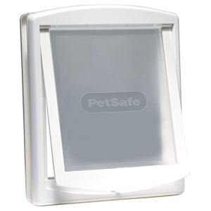 PetSafe Chatière pour chat et chien Originale Staywell, 2 voies d’accès (entrée et sortie) - Porte pour animaux intérieur et extérieur, Rigide, Panneau de Fermeture inclus – Blanc (L)