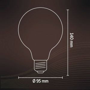 Calex | LED filament | Grote fitting E27 | G95 Globe | Goud | 3.8W | Dimbaar