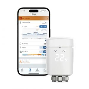 Eve Thermo (Matter) vanne de radiateur à Thermostat Intelligent, contrôle Automatique de la température, Alexa, Apple Maison, Samsung SmartThings, Google Home, nécessite Un Thread Border Router