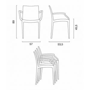 Image de Grand Soleil 20 chaises de jardin accoudoirs fauteuils bar café restaurant Polyrattan BISTROT ARM | Noir